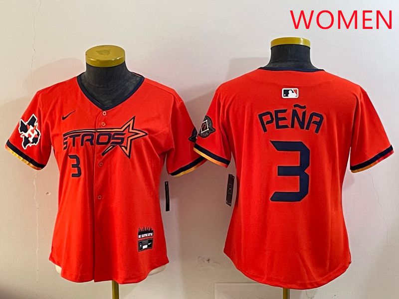 Women Houston Astros Blank 3 Pena Three generations Joint Name 2025 Nike MLB Jersey style 10